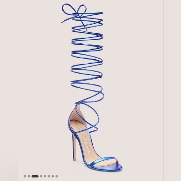 Brand New Stuart Weiztman Nudistwrap 110 Dusk Blue Strappy Women's Heels - Picture 2 of 4